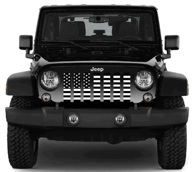 Platinum Black and White American Flag Jeep Grille Insert - Goats Trail