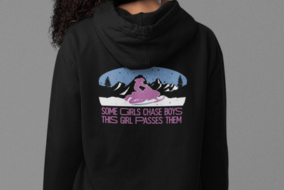 Women's Snowmobiling "This Girl Passes Them" Hoodie - Goats Trail Off-Road Apparel Company