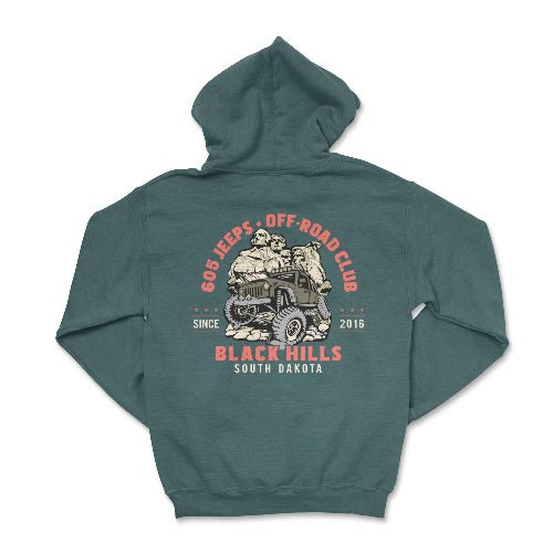 605 Jeeps Off Road Club Hoodie-Official Merch Heather Sport Dark Green / Small Hooded Sweatshirt