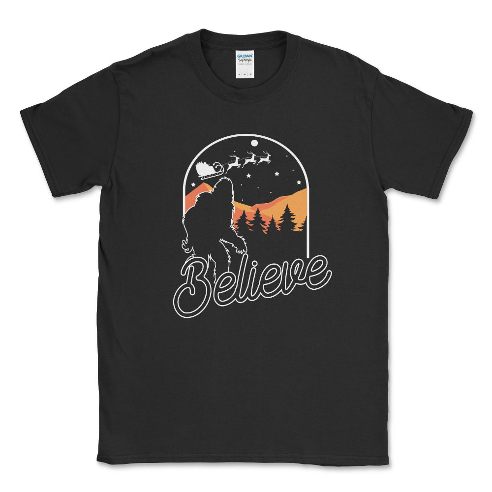 Believe Santa Claus Black Tee