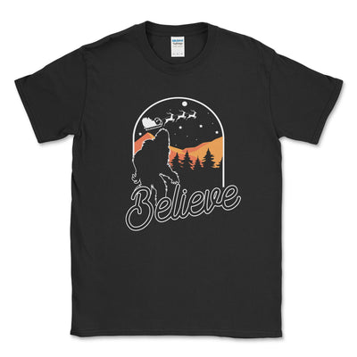 Believe Santa Claus Black Tee
