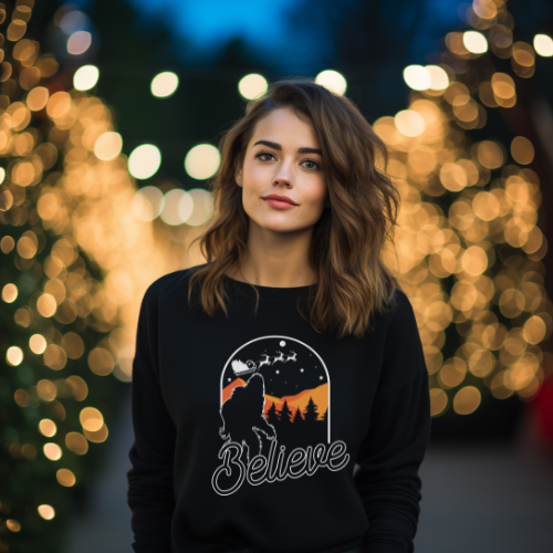 Bigfoot Believe Santa Long Sleeve Tee