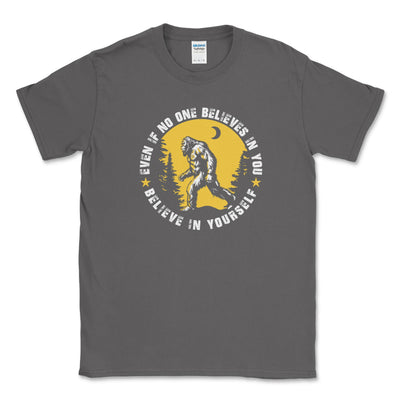 Bigfoot Yellow Believe In Yourself Charcoal Men's Big and Tall Shirt
