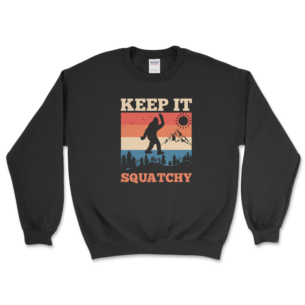 Black Crewneck Sweatshirt Bigfoot Wilderness