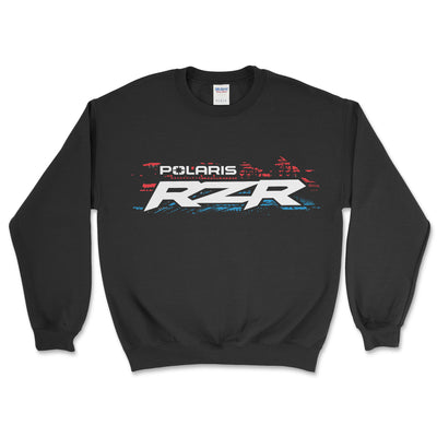 Black sweatshirt with Polaris RZR logo on a white background