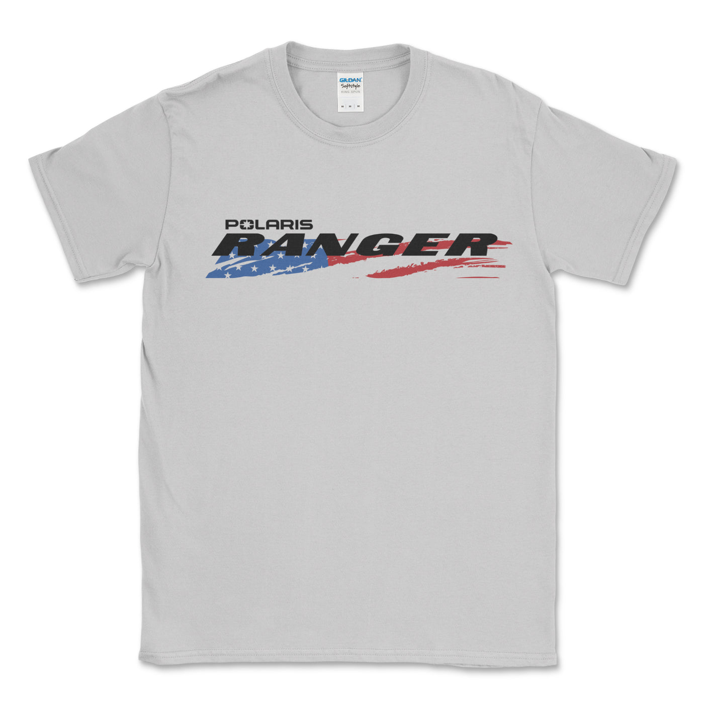 Gray t-shirt with Polaris Ranger graphic on a white background