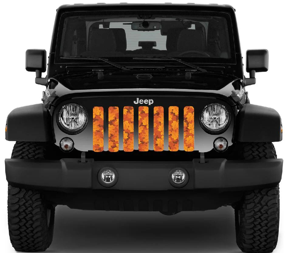 Fall Leaves Orange Jeep Grille Insert