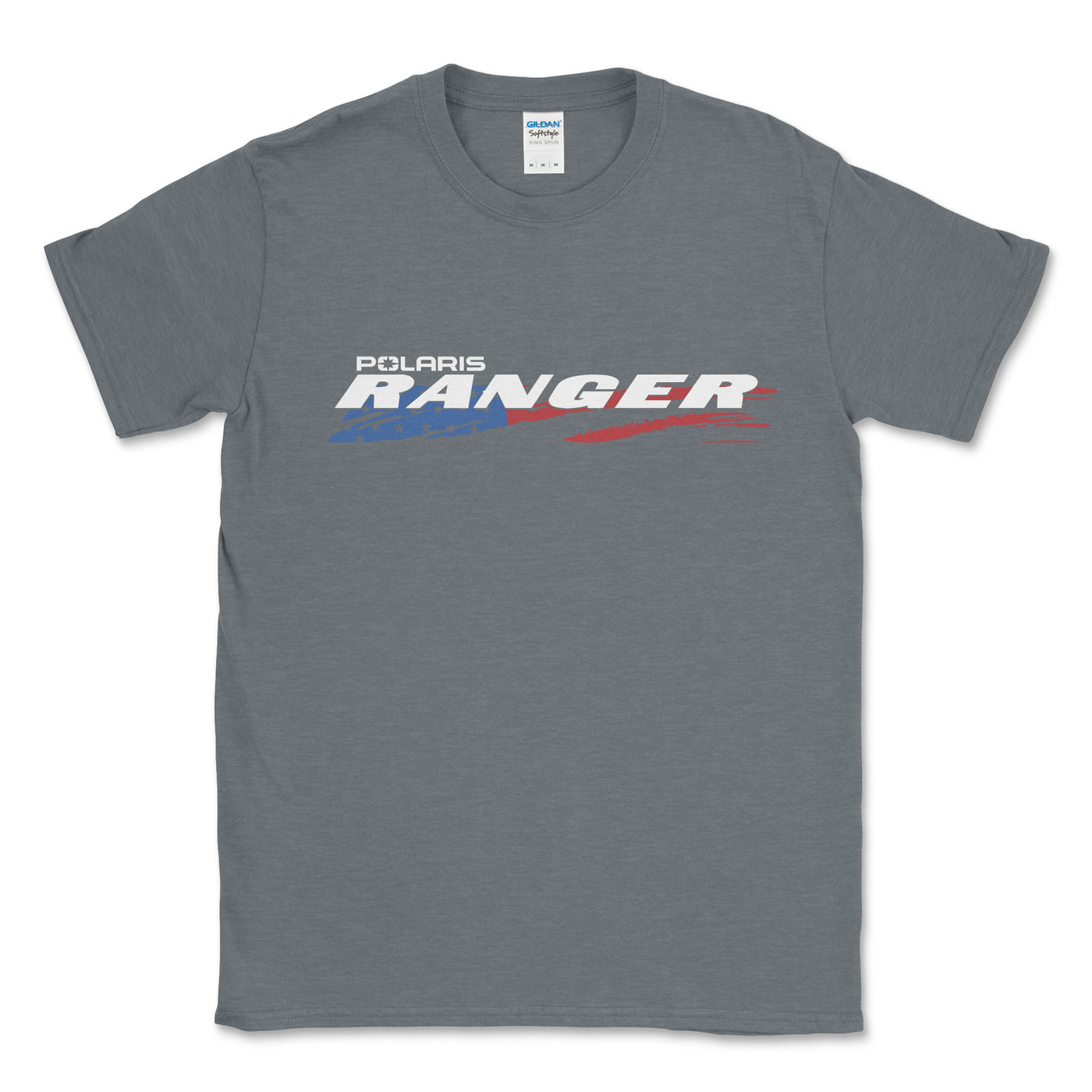 Gray t-shirt with Polaris Ranger logo on a white background