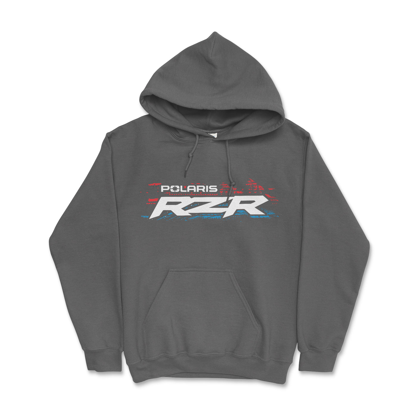 Gray hoodie with Polaris RZR logo on a white background