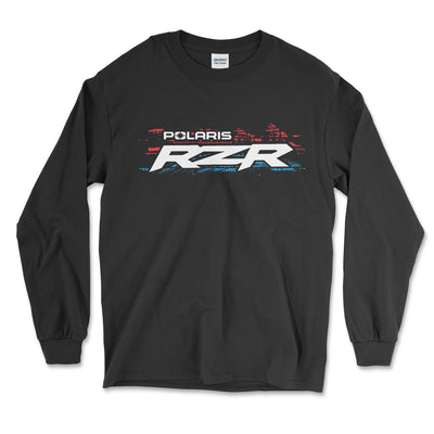 Black long-sleeve shirt with Polaris RZR logo on a white background