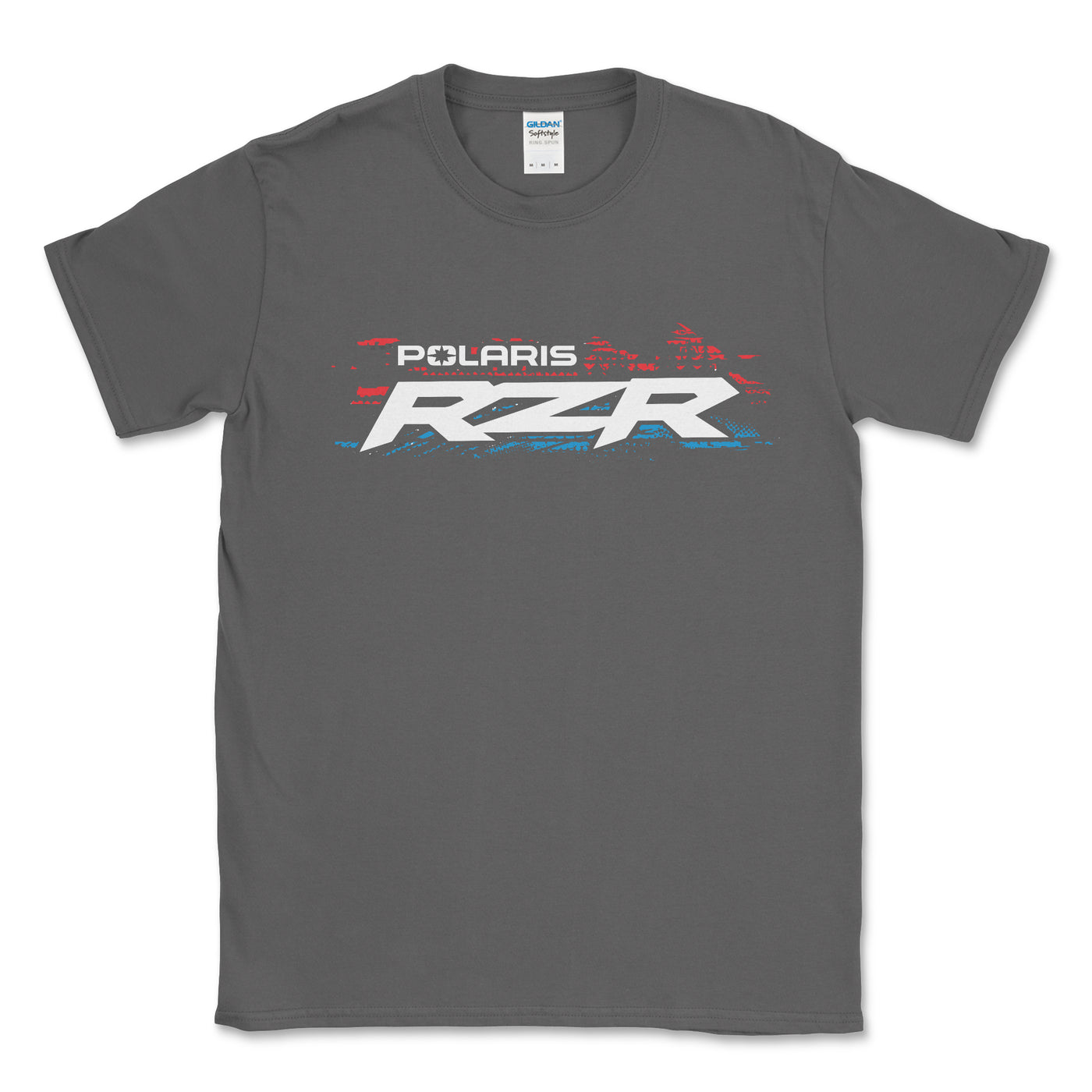 Gray t-shirt with Polaris RZR logo on a white background