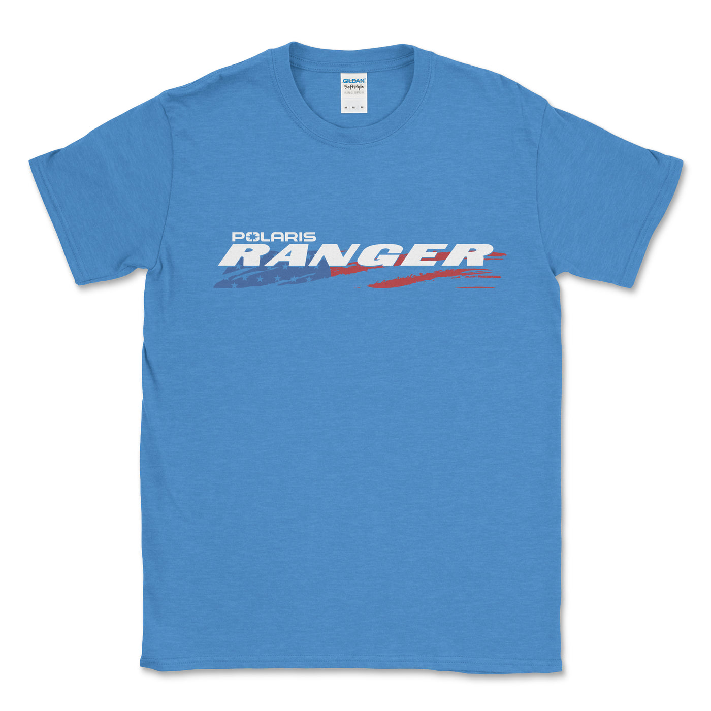 Blue t-shirt with Polaris Ranger logo on a white background