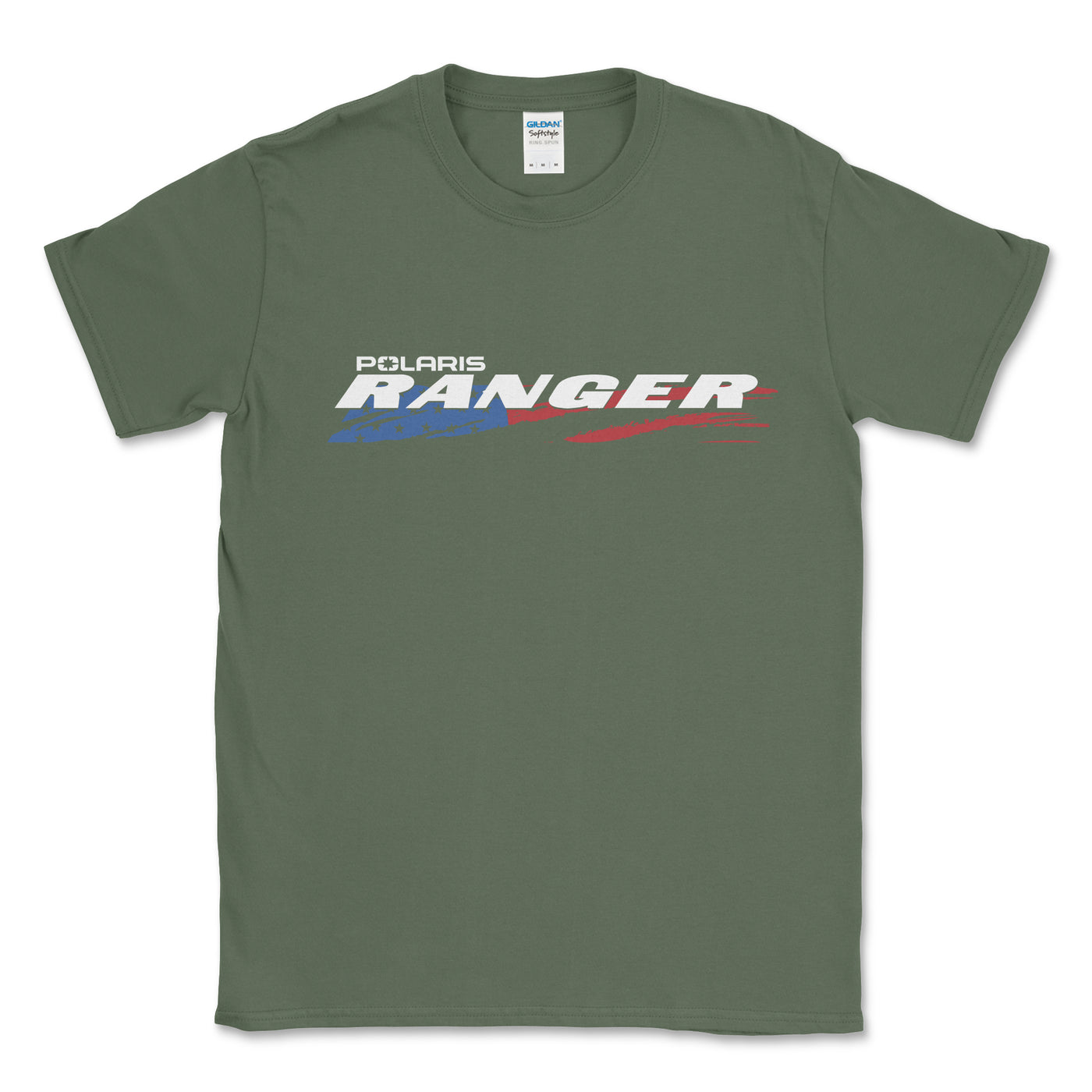Green t-shirt with Polaris Ranger logo on a white background