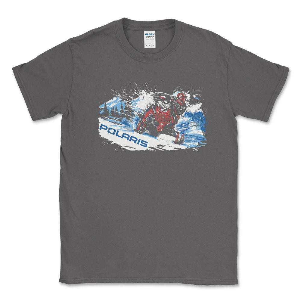 Men's Big and Tall Polaris Snowmobile Charcoal Tee Shirt
