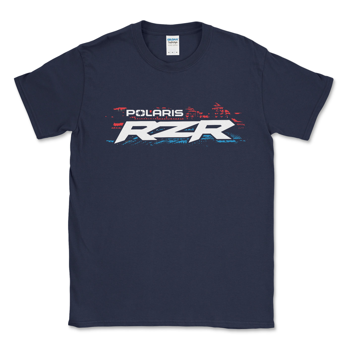 Navy blue t-shirt with Polaris RZR logo on a white background