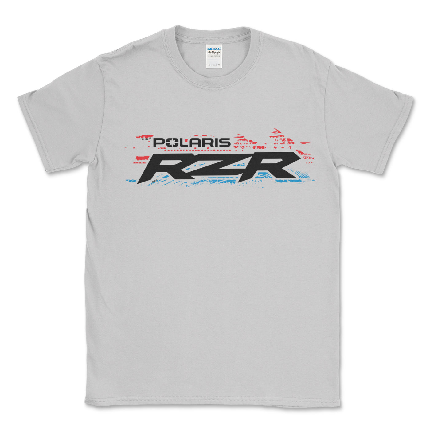 Gray t-shirt with Polaris RZR logo on a white background