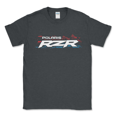 Polaris RZR American Flag Tee Shirt Dark Heather