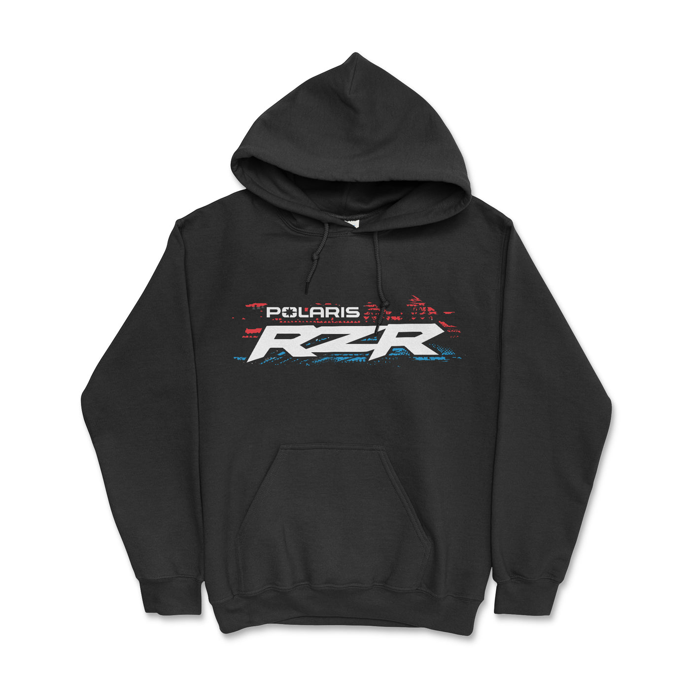 Black hoodie with 'Polaris' logo on a white background