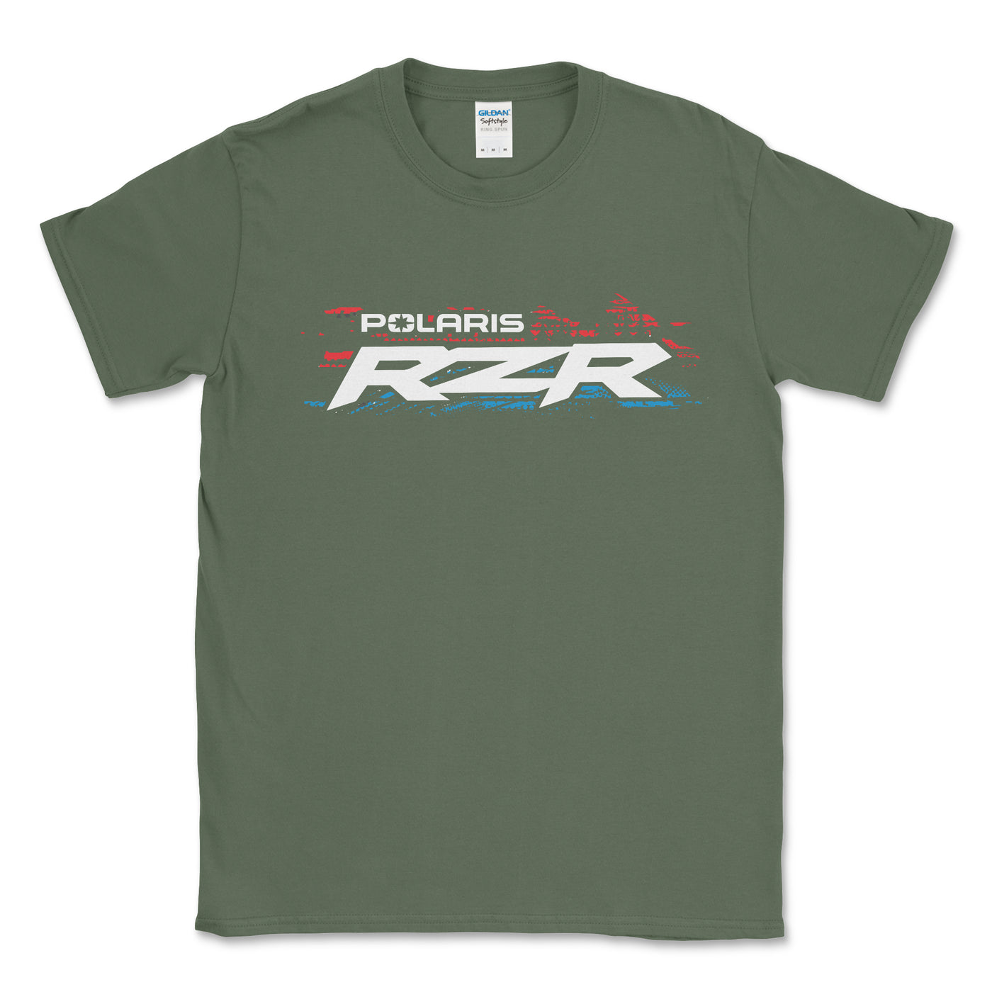 Green t-shirt with Polaris RZR logo on a white background