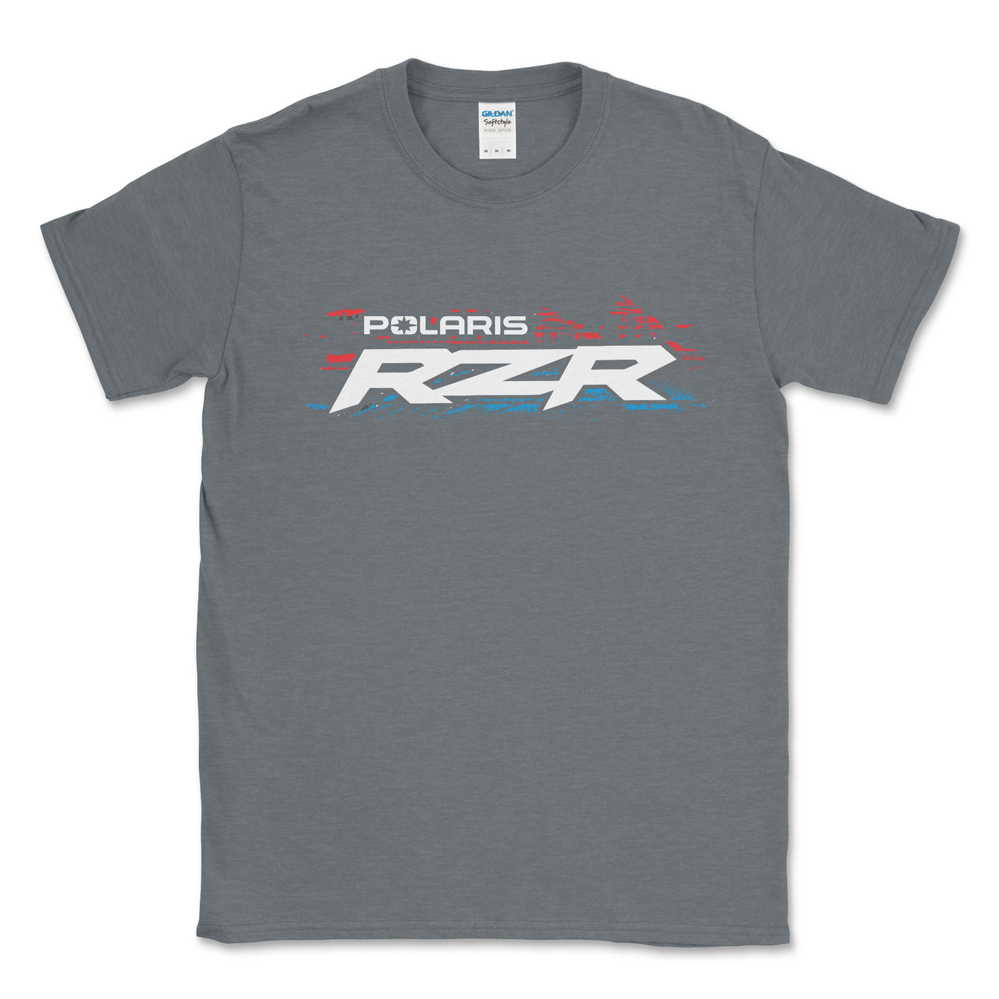 Gray t-shirt with Polaris RZR logo on a white background