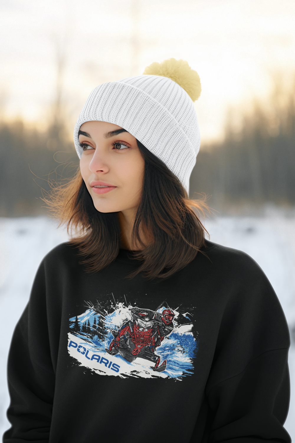 Polaris Snowmobile Crewneck Sweatshirt-Black