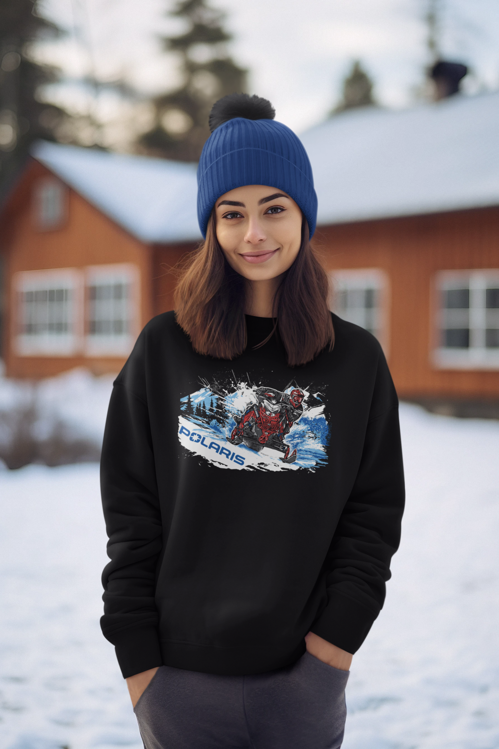Polaris Snowmobile Crewneck Sweatshirt-Sled Head Lifestyle