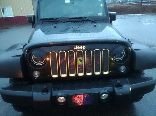 Red Dragon Eye Black Jeep Grille Insert