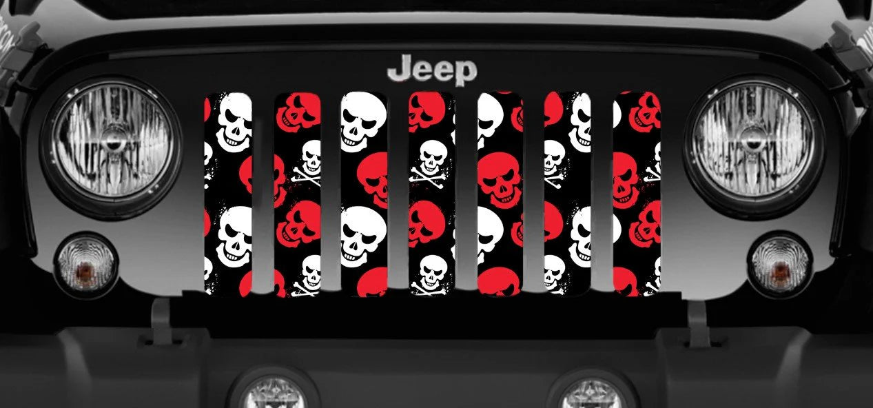 Red Skeletons Jeep Grille Insert