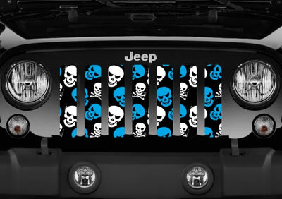Skulls Blue and White Jeep Grille Insert