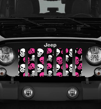 Skulls Pink and White Jeep Grille Insert