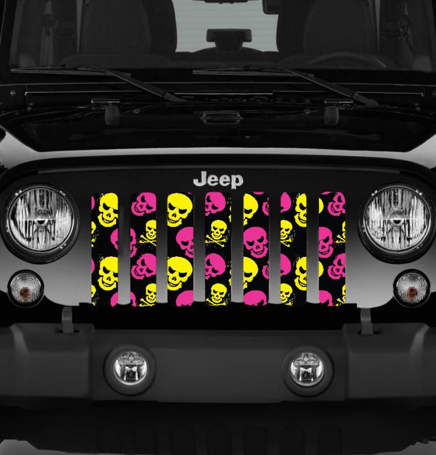 Skulls Pink and Yellow Jeep Grille Insert