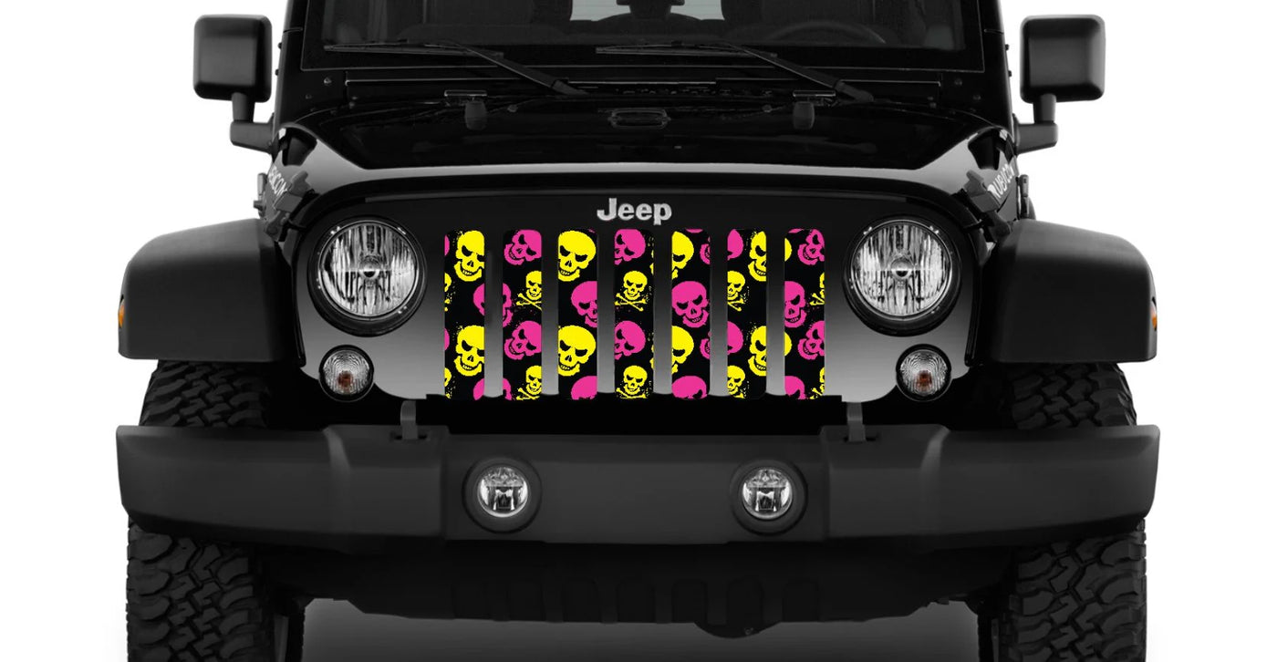 Skulls Pink and Yellow Grille Insert