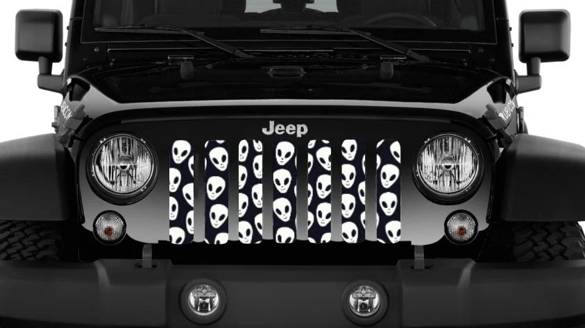 White Aliens Jeep Grille Insert