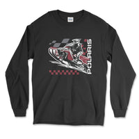 Adventure Awaits: Polaris Long Sleeve Tee Snowmobile Riders - Goats Trail