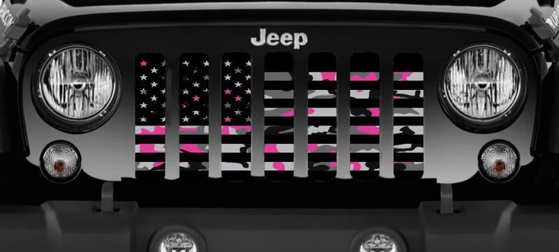 American Flag Pink Camo Grille Insert - Goats Trail
