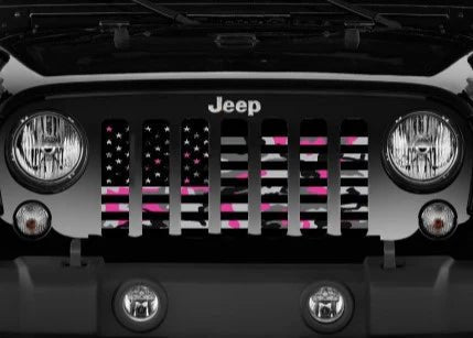 American Flag Pink Camo Grille Insert - Goats Trail
