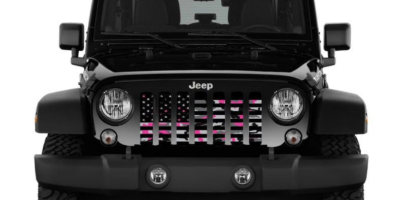 American Flag Pink Camo Grille Insert - Goats Trail