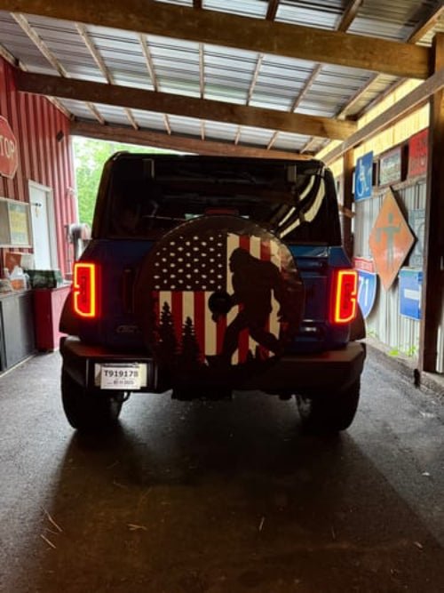 American Flag Sasquatch Spare Tire Cover - Goats Trail