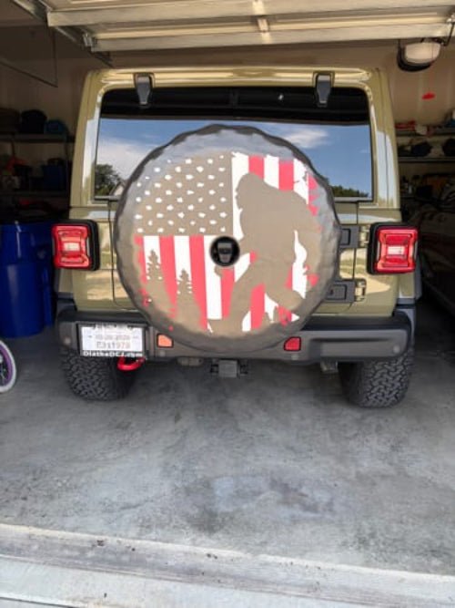 American Flag Sasquatch Spare Tire Cover - Goats Trail