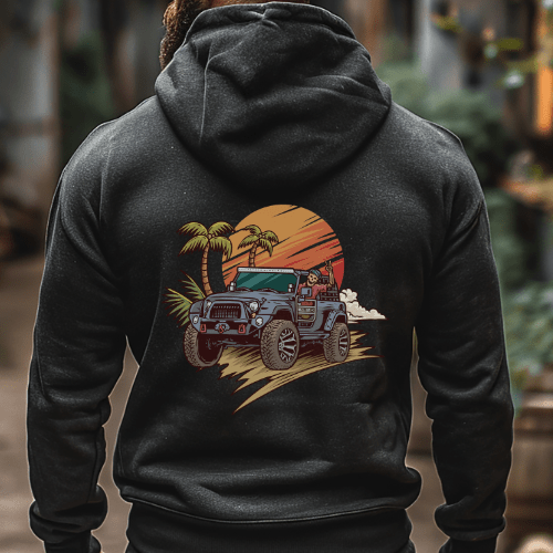 Beach Vibes Black Gildan Zip - Up Hoodie - Goats Trail Off - Road Apparel Company