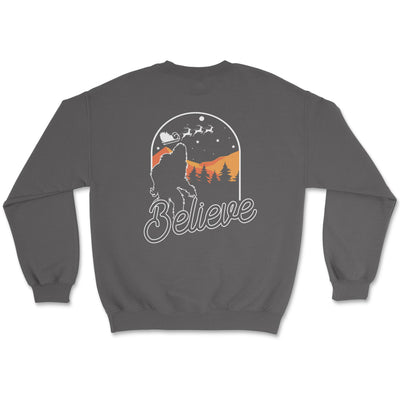 Bigfoot Believe Holiday Crewneck Sweatshirt - LIMITED TIME ONLY!! - Goats Trail Off - Road Apparel Company