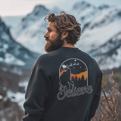 Bigfoot Believe Holiday Crewneck Sweatshirt - LIMITED TIME ONLY!! - Goats Trail Off - Road Apparel Company