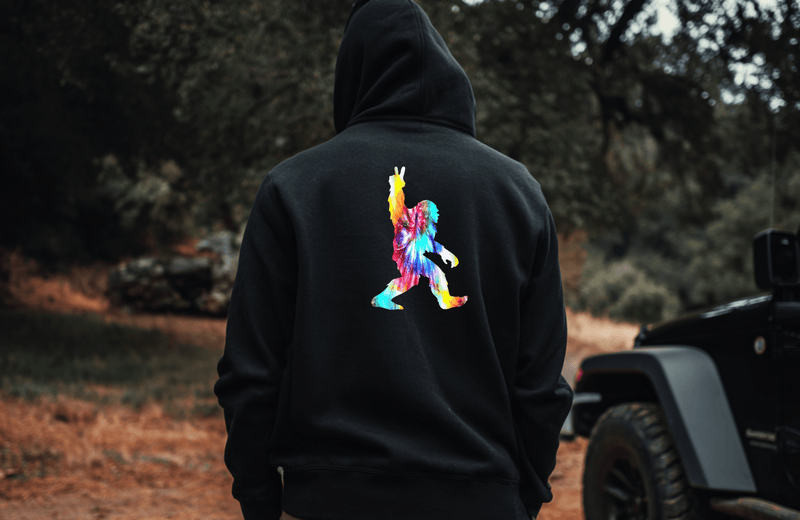 Black Gildan Tye - Dye Zip - Up Sasquatch Hoodie - Goats Trail