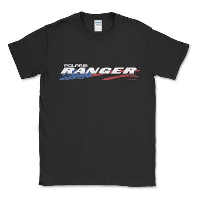 Black t-shirt with Polaris Ranger logo on a white background