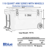 Blue 110 Quart Commercial Sized Wheeled Cooler - Goats Trail