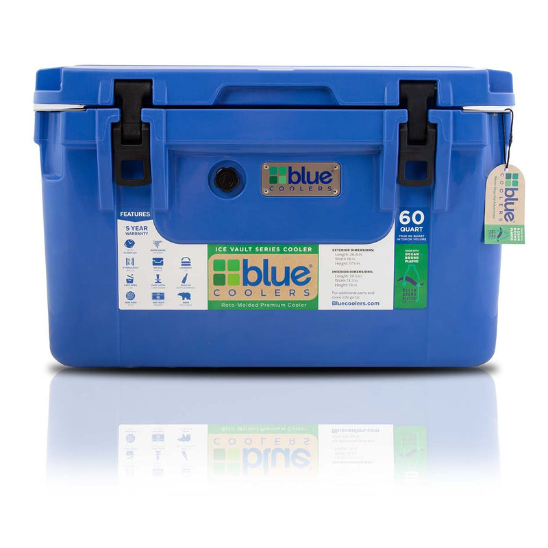 Blue Cooler - 60 Quart Ice Vault Cooler - Ice Lasts for 10 Days - Goats Trail