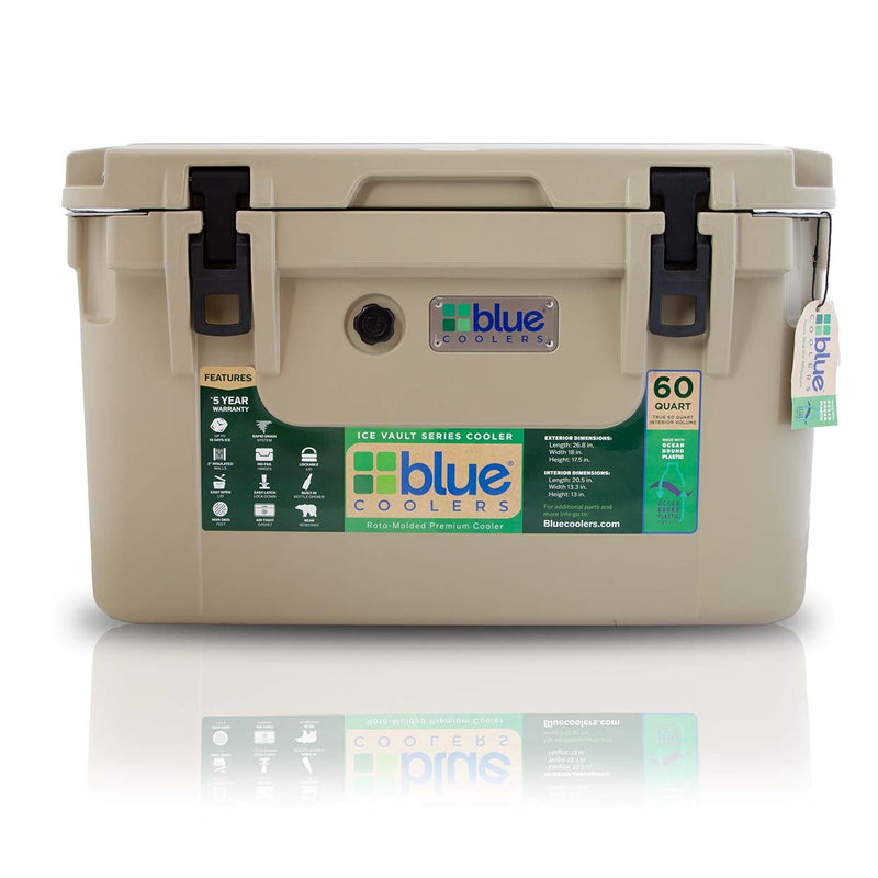 Blue Cooler - 60 Quart Ice Vault Cooler - Ice Lasts for 10 Days - Goats Trail