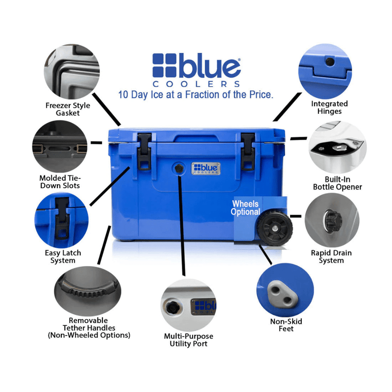 Blue Cooler - 60 Quart Wheeled Cooler - Goats Trail