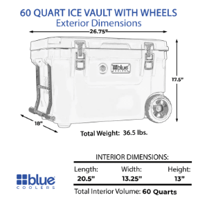 Blue Cooler - 60 Quart Wheeled Cooler - Goats Trail
