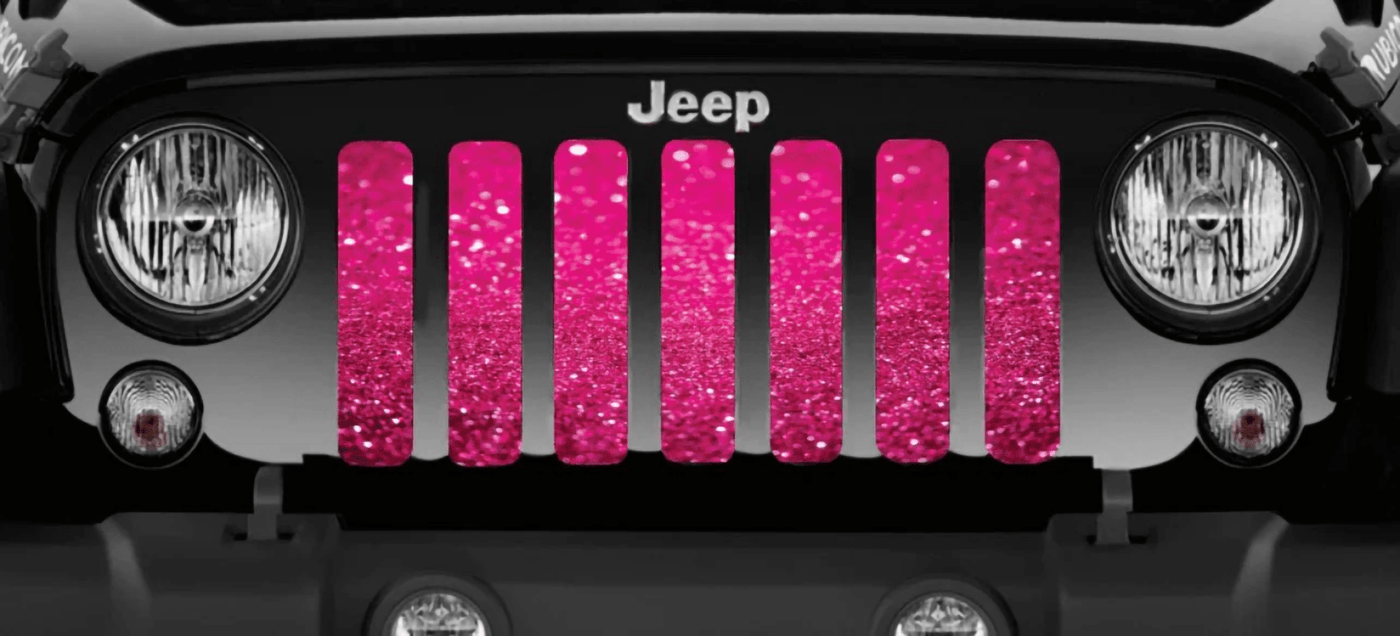 Bright Pink Sparkle Flex Jeep Grille Insert - Goats Trail Off - Road Apparel Company